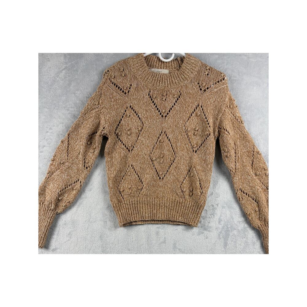 LOFT Bobble Pointelle Drop Shoulder Sweater – Camel – Size XS - Picture 4 of 8